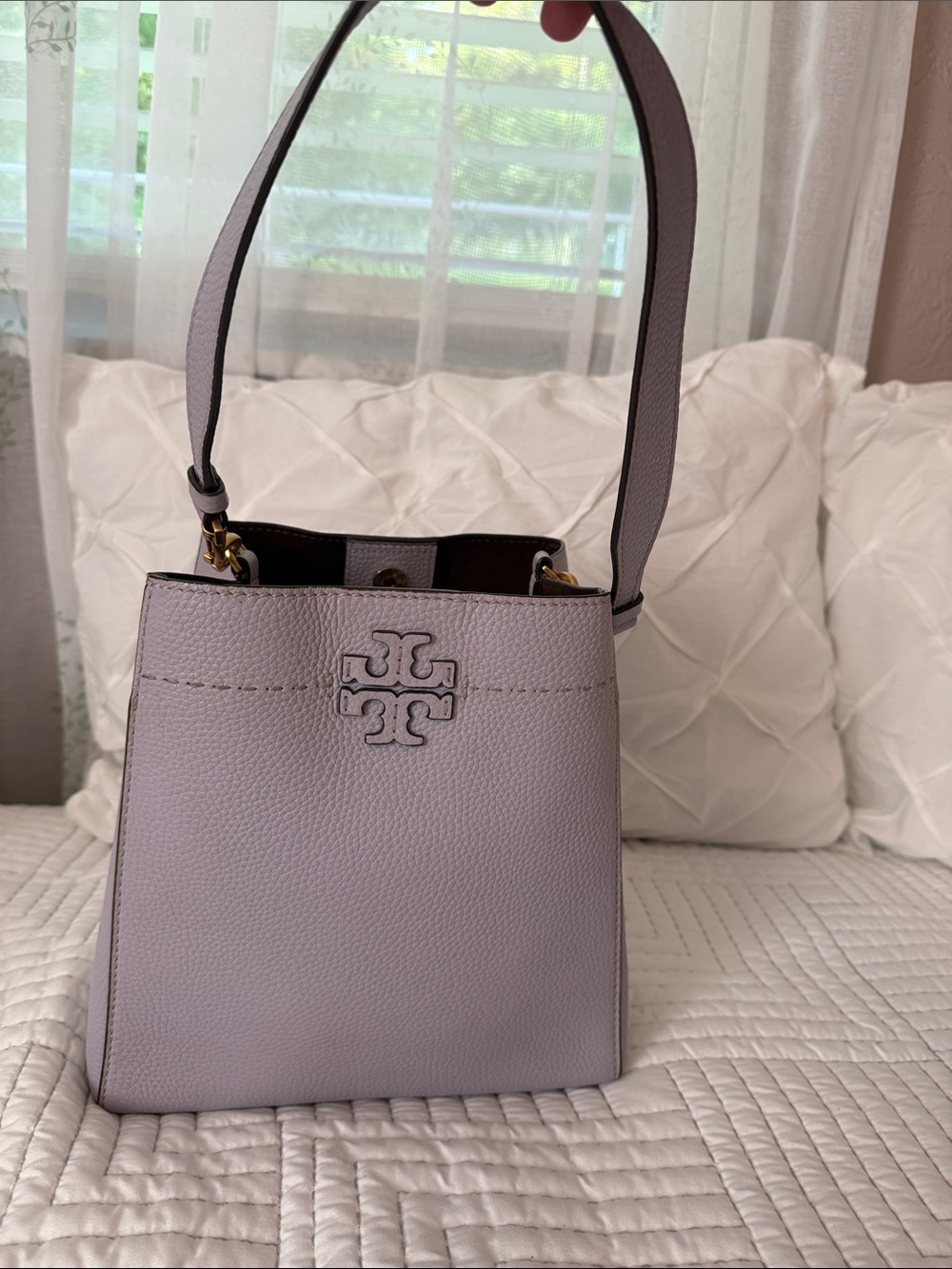 Tory Burch McGraw Pebbled Carryall Leather Shoulder Bag